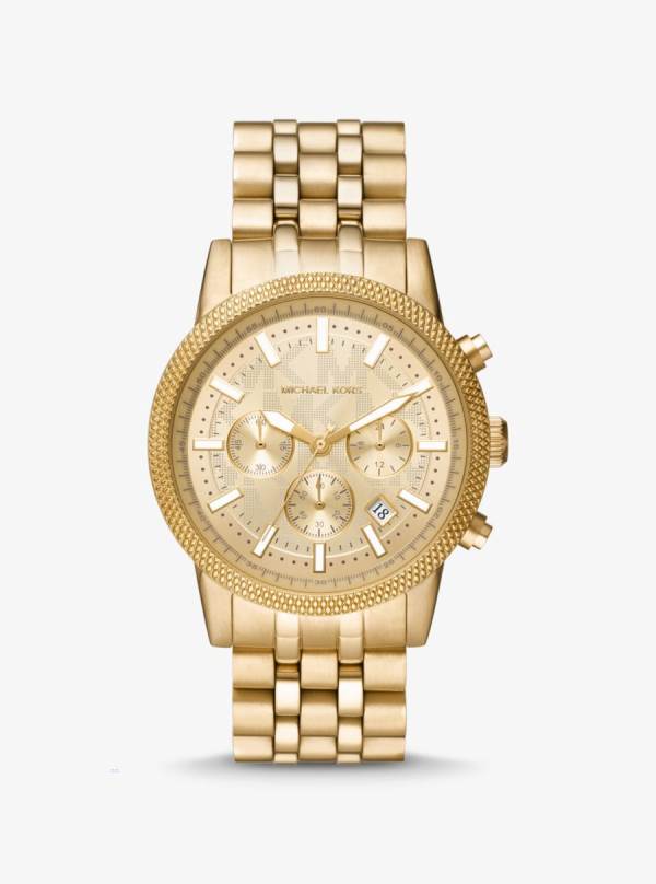 Panske Gold-tone Hodinky Michael Kors Oversized Hutton Zlate - Hodinky Michael Kors Outlet | HLWOF-3761